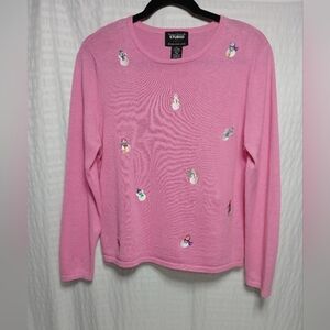 Vintage Studio Joy Snowman Festive Cotton/ Rayon Knit Pull On Sweater. Size Lp